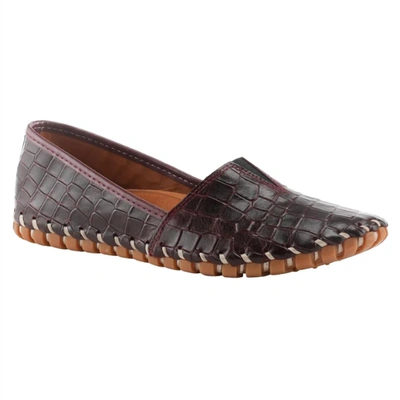 Spring Step Shoes Kathaleta Croco Slip-on Shoe In Bordeaux Leather In Black