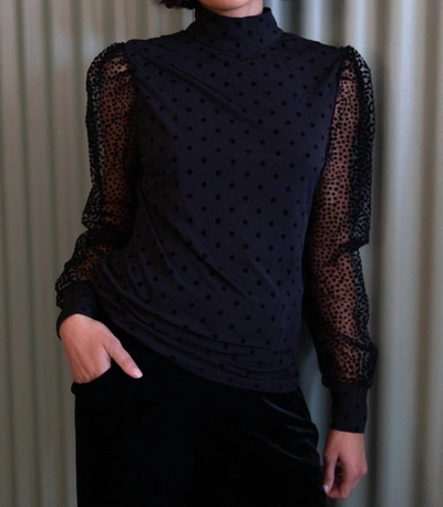 Eva Franco Polka Dot Blouse In Black In Blue