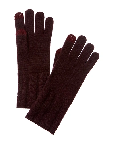 Bruno Magli Cable Knit Cuff Cashmere Gloves In Red