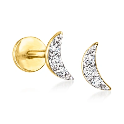 Rs Pure By Ross-simons Diamond-accented Moon Stud Earrings In 14kt Yellow Gold In Silver