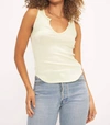 PROJECT SOCIAL T MADLY RIB NOTCH TANK TOP IN LIME CREAM