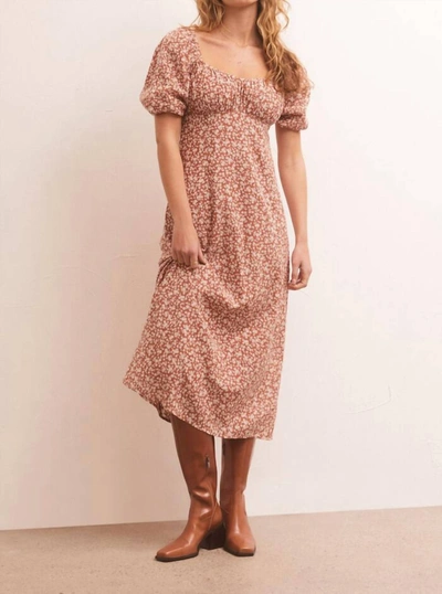 Z Supply Kiera Floral Midi Dress In Penny In Pink