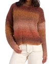 ELAN CREWNECK SPACE DYE HI LO SWEATER IN ORANGE