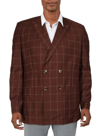 Tayion By Montee Holland Apaisley Mens Wool Blend Classic Fit Double-breasted Blazer In Brown