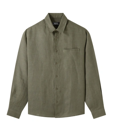 Apc A.p.c. Linen Shirt In Green