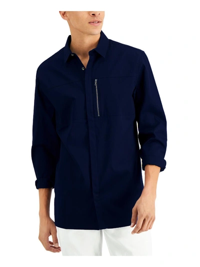 Inc Mens Cotton Collared Button-down Shirt In Blue