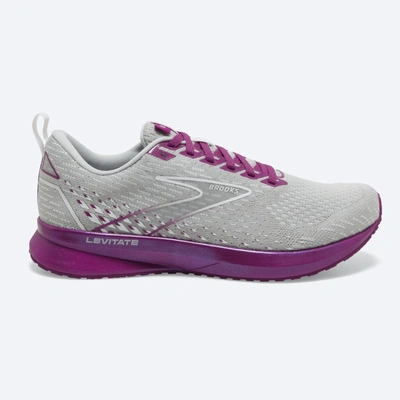 Brooks Women's Levitate 5 Road-running Shoes - Medium Width In Grey/lavender/baton Rouge In Purple