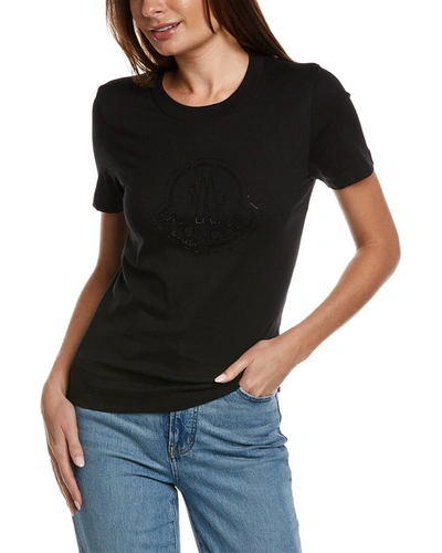 Moncler Crystal Logo T-shirt In Black