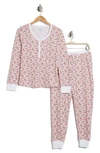 Splendid 2pc Cozy Thermal Pajama Set In Tan Multi Ditsy
