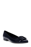 Anne Klein Women's Kalea Pointed Toe Buckle Flats In Navy Patent