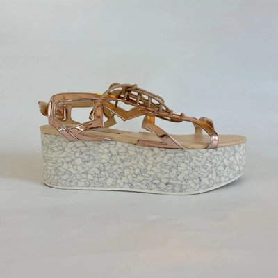 Pre-owned Stella Mccartney Patent Faux Leather Wedge Sandals, 39