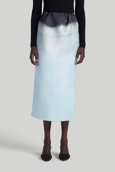 Altuzarra Karina Gathered Ombre Midi Skirt In Misty Aqua Colorscape