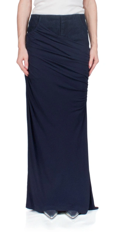 Christopher Esber Wrapped Denim Column Skirt In Blue