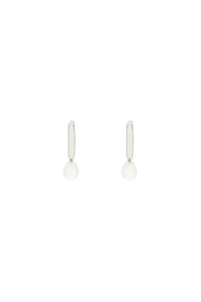 Simone Rocha Pearl Heart Hoop Earrings In Silver,white