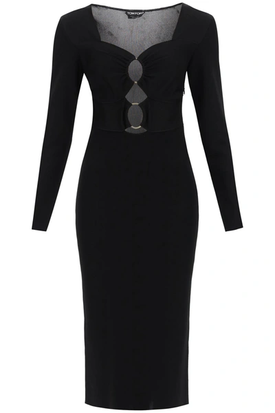TOM FORD TOM FORD KNITTED MIDI DRESS WITH CUT-OUTS WOMEN