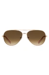 Kate Spade 58mm Avalines Aviator Sunglasses In Rose Gold/ Brown Gradient