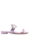 Manolo Blahnik Crystal Embellished Flat Mules In Purple