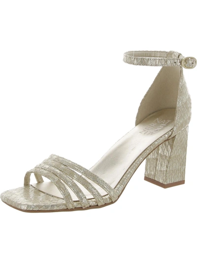 Naturalizer Thena Womens Leather Embossed Ankle Strap In Gold