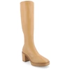 Journee Collection Alondra Tru Comfort Knee High Platform Boot In Tan