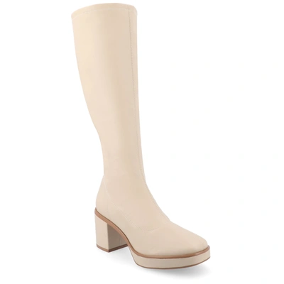 Journee Collection Alondra Tru Comfort Knee High Platform Boot In White