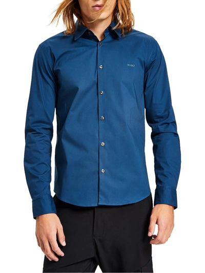 Hugo Mens Logo Slim Fit Button-down Shirt In Blue