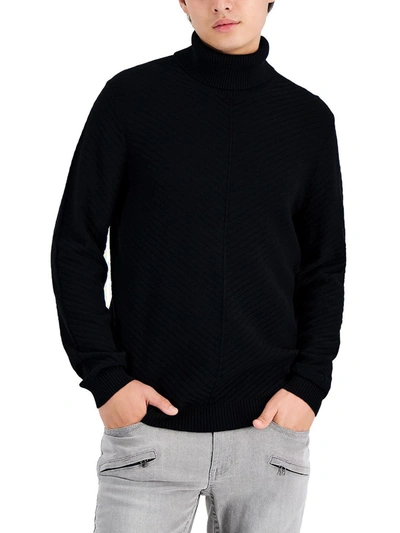 Inc Axel Mens Ribbed Knit Long Sleeves Turtleneck Sweater In Black