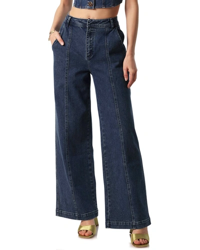 Avec Les Filles Wide Leg Stretch Denim Trouser In Blue