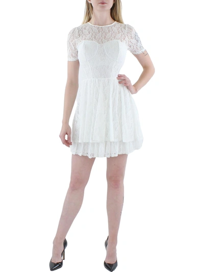 Bar Iii Womens Lace Short Mini Dress In White