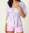 Hale Bob Balloon Sleeve Top In Purple
