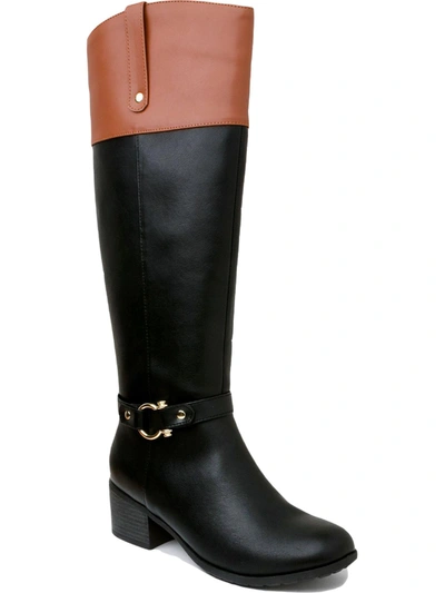 KAREN SCOTT VICKYY WOMENS FAUX LEATHER EMBOSSED KNEE-HIGH BOOTS