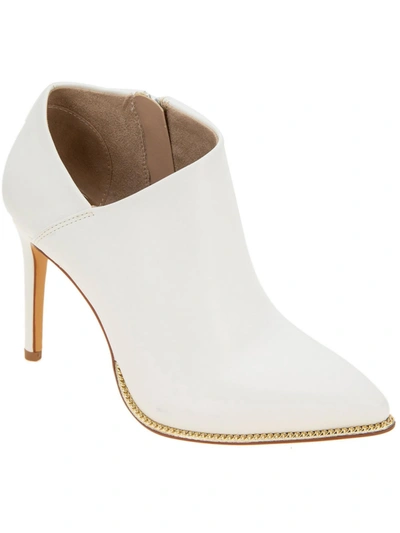 Bcbgeneration Hadix Womens Faux Leather Side Zip Ankle Boots In White