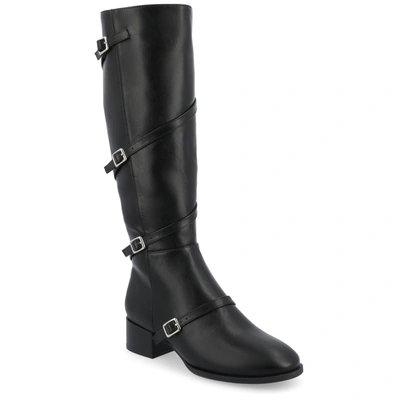 Journee Collection Elettra Tru Comfort Buckle Knee High Boot In Black