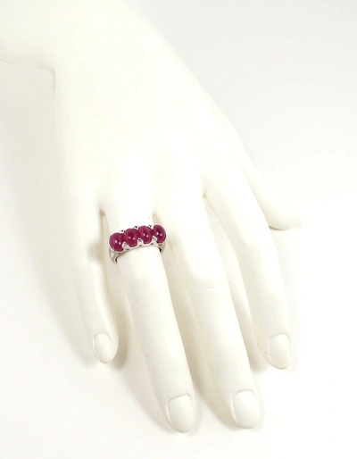 Savvy Cie Jewels Sterling .07 Diamond/ 4.95 Ct Ruby Cabilver Ring In Blue