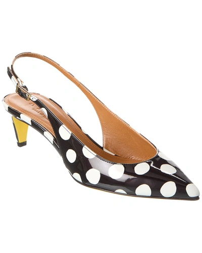 Marni Polka Dot Patent Slingback Pump In Black