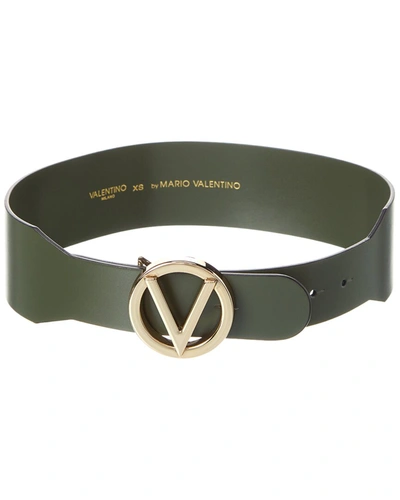 Valentino By Mario Valentino Justine Soave Leather Belt In Green
