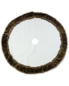 K & K INTERIORS , INC. 48IN WHITE CABLE KNIT TREE SKIRT WITH FUR TRIM