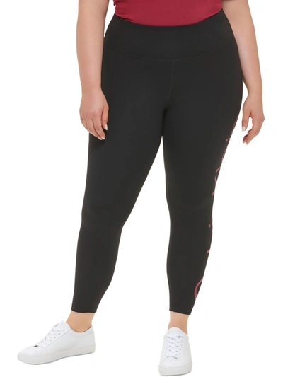 Calvin Klein Performance Plus Womens High Waist Running Athletic Tights In Black