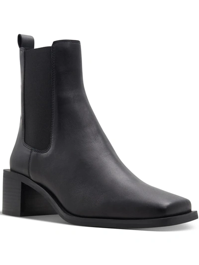 Aldo Foal Womens Leather Square Toe Ankle Boots In Black