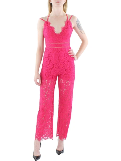 Bebe Womens Lace Ladderstitch Jumpsuit In Pink