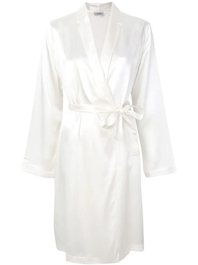 La Perla Silk Long-sleeve Short Robe In Ecru