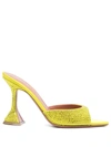 Amina Muaddi Caroline 95 Crystal-embellished Satin Mules In Yellow