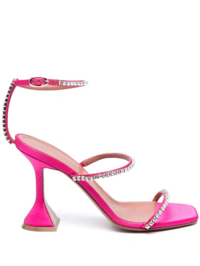 Amina Muaddi Gilda Heel Sandals In Fuchsia