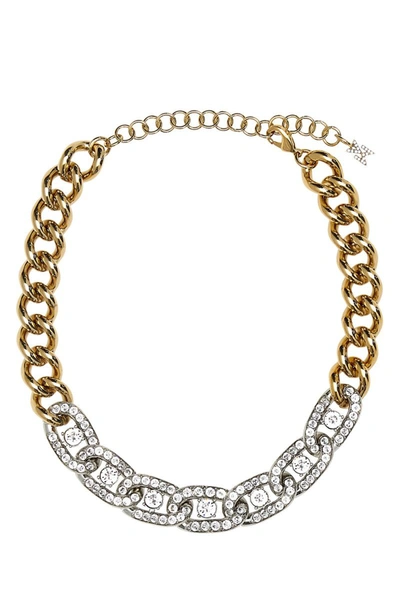 Amina Muaddi Necklaces In White Crystals+gold Antique