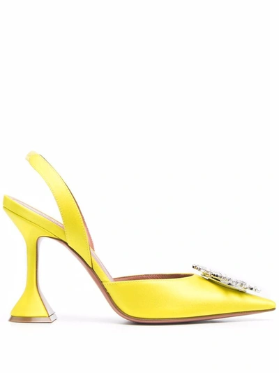 Amina Muaddi Satin Begum Pump In Yellow