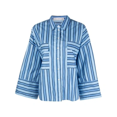 Faithfull The Brand Multi-way Striped Organic-cotton Shirt In Blue/black