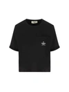 Fendi Logo Embroidered Crewneck Cropped T-shirt In Black