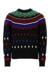 Moncler Grenoble Embroidered Wool Blend Tricot Sweater In Printed