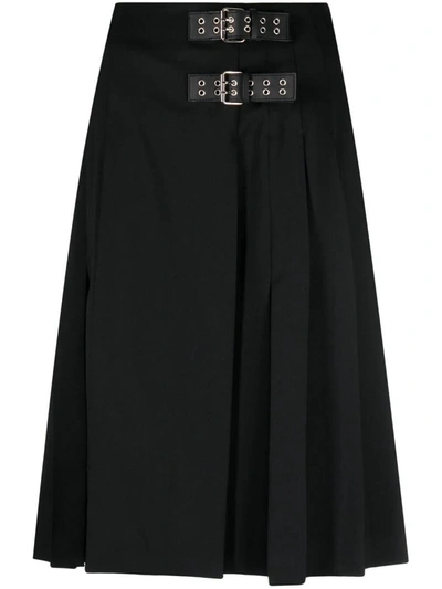 Moschino Jeans Buckle-detail Pleated Skirt In Black
