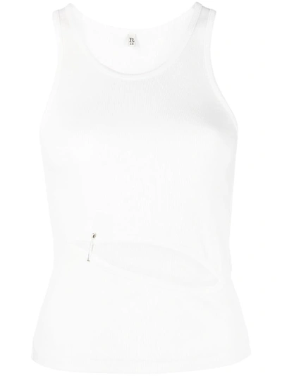 R13 Cut-out Ribbed Tank Top In White
