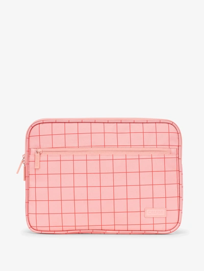 Calpak Padded Laptop Sleeve In Pink Grid | 13-14"